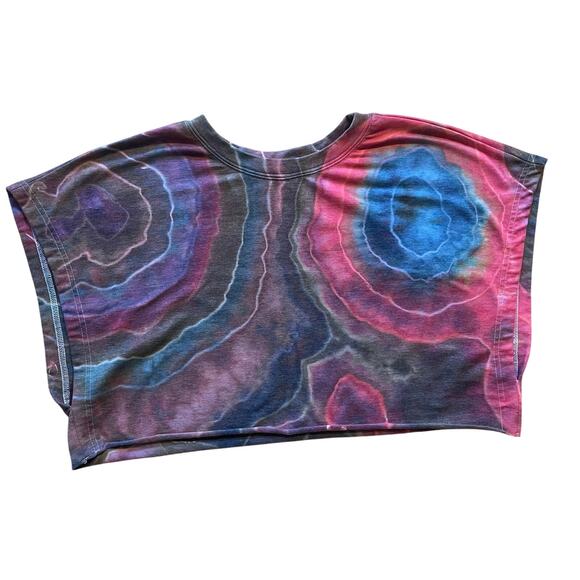 Ice Dyed Crop Top - Tie Dye Geode Earthy - Rock meets Boho (Women's L) - Picture 2 of 8